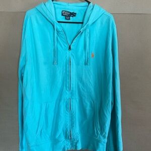 Polo by Ralph Lauren Aqua Blue Hoodie. Zip up. Size XL